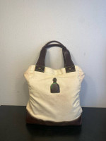Patron Tequila Tan Canvas Tote/Bag with Leather Straps & Bottom & Remo