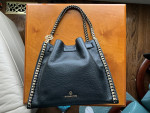 MK black leather shoulder bag