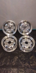 VW Ghia / bug - Wheel Set no tires -- Chrome Steel 4 wheels